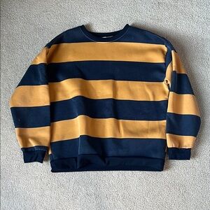 Striped Navy Blue and Yellow Sweater